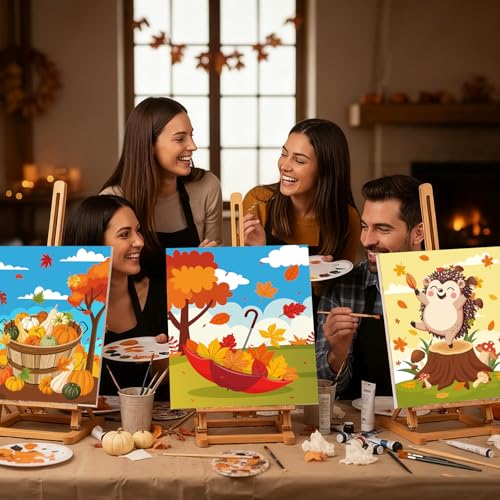 Sherr 12 Pcs Pre Drawn Canvas for Adults,Autumn Harvest,8 x 10 Inch - size: 8 x 10 Inch, style: Autumn Harvest