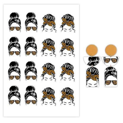 10 Sheets Clay Transfer Paper for Earrings & Polymer Clay, Female Hair Styling Print Pattern Water Transfer Paper for Polymer Clay Jewelry Necklaces Pendants DIY Craft Supplies 5.82x3.93inch - color: Female Hair Styling