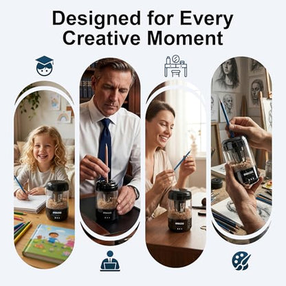 Babilous Rechargeable Electric Pencil Sharpener with Auto Feed & Auto Eject - color: Black