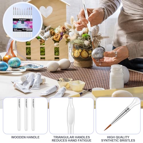 11 Pcs Detail Paint Brushes with Triangular Handles, Paint by Numbers - color: White