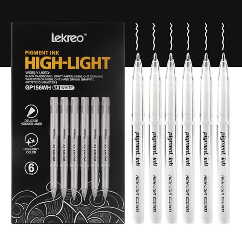 Gold Silver White Ink Gel Pens, 1mm Medium Fine Point, Opaque archival Ink Pen for Dark Paper Drawing,Sketching, Illustration, Card Making, Bullet Journaling (White Ink - 6 Packs) - color: White Ink - 6 Packs
