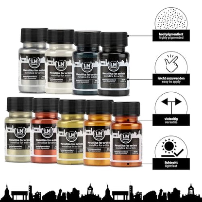 Metallic Acrylic Paint 9 x 1.69 fl oz - Opulence - Premium Metallic Acrylic Paints for Artists, 50ml – Perfect for Canvas, Wood, Ceramic, and DIY Projects - color: Opulence