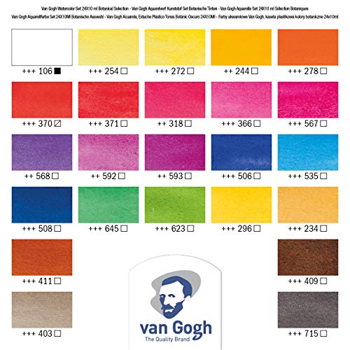 Van Gogh Watercolor Paint Set, Plastic Pocketbox, 24-Half Pan Botanical Selection - color: 24 Botanical (Plastic Pocketbox), style: Half Pan