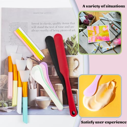 18 Pcs Silicone Stir Sticks Kit, Silicone Stirring Tool Mixing Spoon Scraper for DIY Crafts Paint and Epoxy Projects