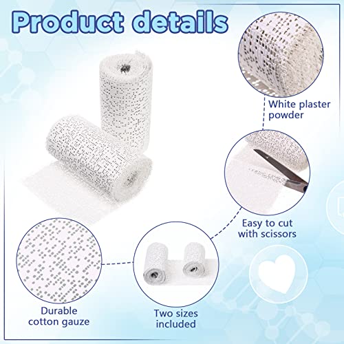 Newwiee 24 Rolls Plaster Cloth Gauze Bandages Rolls Bulk, White | Plaster Strips with 2 Sizes, 3 x 106 Inch, 4 x 106 Inch, for Body Cast, Craft Projects, Mask Making, Scenery Art