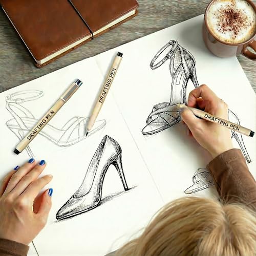 EBOT Micro Fineliner Drawing Art Pens,12 Black Fine Liner Waterproof Art Line Professional Drawing Watercolour Marker Sketching Illustration Manga Calligraphy Sketch Zentangle Outline