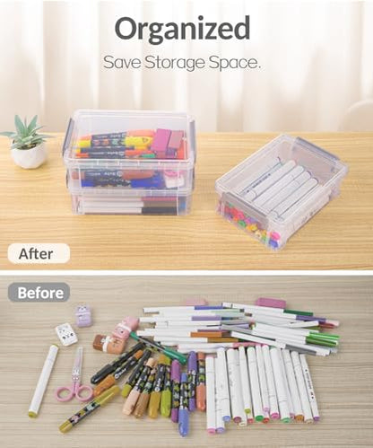 Sooez 12 Pack Extra Large Pencil Box, Plastic Pencil Case Crayon Box - color: Black, size: Large (Pack of 2)