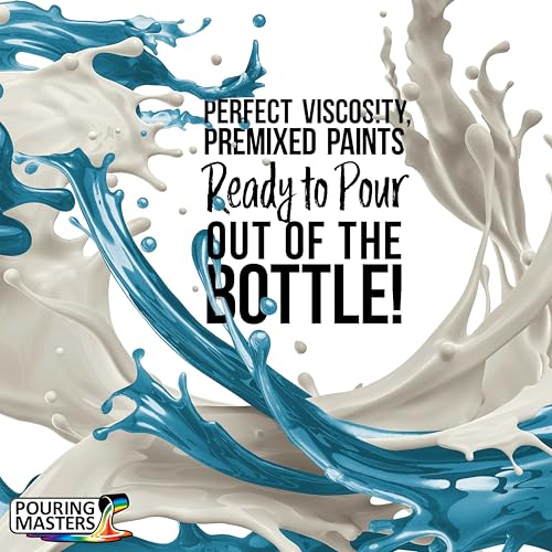 Pouring Masters Ice Blue Metallic Pearl Ready to Pour Acrylic Pouring Paint - Premium 32-Ounce Pre-Mixed Fluid Acrylic Paint - Fluid Art Supplies for Canvas, Wood, Paper, Tile & Rocks - color: Ice Blue Metallic Pearl, size: 32 Fl Oz (Pack of 1)