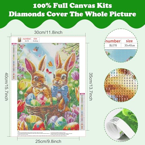 SENQAO Rabbit Diamond Art Kits for Adults, Easter Diamond Painting Kit for Beginners, Round 5D DIY Diamond Dots Art, Full Drill Painting Kit Art and Crafts for Adults Home Wall Decor 12x16inch - color: rabbit - 01