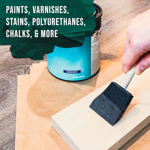US Art Supply 2 inch Foam Sponge Wood Handle Paint Brush Set (Value Pack of 20) - Lightweight, Durable and Great for Acrylics, Stains, Varnishes, Crafts, Art