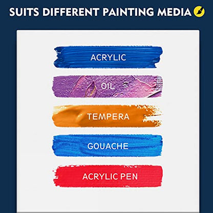 Magicfly Painting Canvas Panels, 5x7, 8x10, Set of 28 with Label Stickers, 100% Cotton Canvas Boards for Painting, Canvas with MDF Board Core, for Acrylic Paint, Oil Paint Dry & Wet Art Media, etc