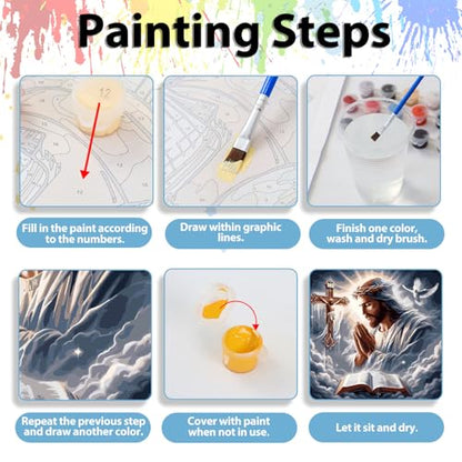 Jesus Paint by Numbers Kit for Adults, Paint by Number for Adults 16x16 in - color: Jesus