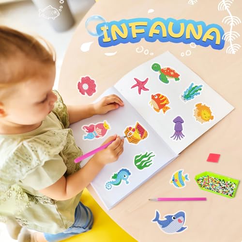 Labeol Diamond Art Kits for Kids Boys and Girls Ages 6-8-10-12 Easy to DIY Creative Diamond Art Sticker Craft by Numbers Kits for Kids and Adult Beginners (Jungle Animals) - style: Jungle Animals