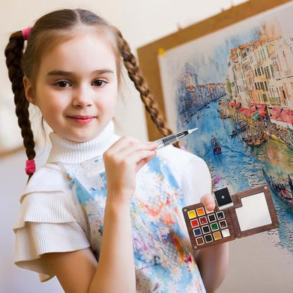 Travel Watercolor Paint Set - Pocket 15-Color Mini Kit with Sketch Pad - color: 15 Colours with Watercolorbook 3.14in