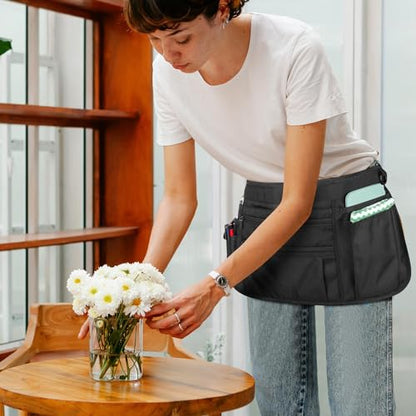 Rexmica Waitress Server Apron Half Waist Apron with Pockets for Women Men