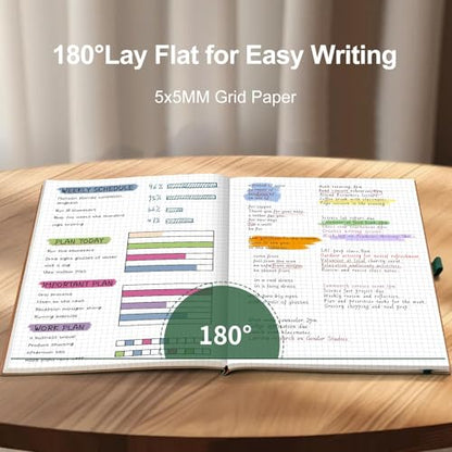 AHGXG Graph Paper Notebook, 120 GSM Paper, 96 Pages, B5 (7.6'' X 10'') - color: Dark Green, style: B5-Grid-120G