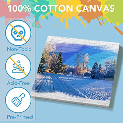 ESRICH Mini Canvases for Painting, 5x5In Canvas in Bulk 18Pack, 2/5In Profile Small Square Canvas, Blank Canvases are Great for School Projects and Kids Birthday Parties, Home Decor Project. - size: 5x5in-18 Packs