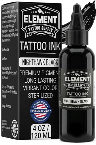 Element Tattoo Supply Nighthawk Black Tattoo Ink 4 oz Bottle - size: 4oz