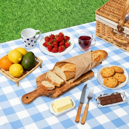 Oigco Light Blue Gingham Tablecloth - 54 x 108 Inches, Rectangle Disposable Light Blue Checkered Tablecloth, Picnic Table Covers for Dining/Camping/Picnic/Outdoor - color: Light Blue Gingham