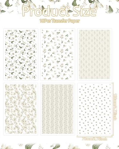 Puocaon Flower Clay Transfer Paper -White Flower Spring Transfer Sheets for Polymer Clay Jewelry Earrings Making - color: white flower