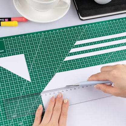 2 Pcs Large Cutting Mat Self Healing,Double Sided,Grid Line And Angles Help To Cut Precisely,Craft Mats for Scrapbooking, Quilting, Sewing and All Arts,Non Slip & Easy Clean ((A3 & A4 Green) - color: Green