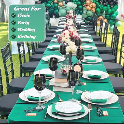 Disposable Green Plastic Table Cover Roll 54in X 240ft - Heavy Duty Waterproof Tablecloth with Easy Slide Cutter for Camping, Picnics & Garden Parties - color: Green, size: 2880" x 54" (Rectangular)