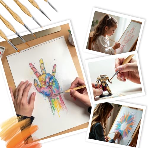 6Pcs Miniature Paint Brushes Set with Triangular Handles - for Acrylics, Oils, Watercolors & Paint by Number, Figurine - size: 6PCS