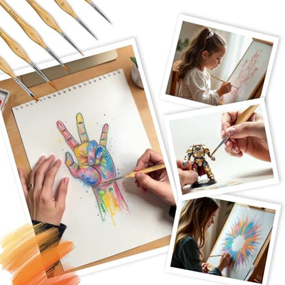 6Pcs Miniature Paint Brushes Set with Triangular Handles - for Acrylics, Oils, Watercolors & Paint by Number, Figurine - size: 6PCS