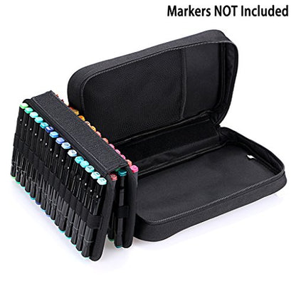 BTSKY Art Marker Carrying Case Lipstick Organizer-60 Slots Canvas Zippered - color: Black