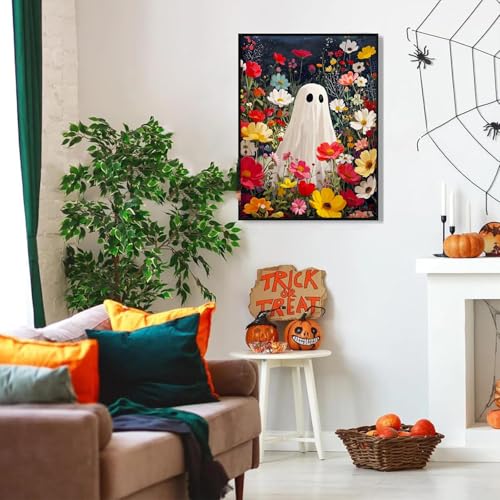 ARPADAMO Halloween Diamond Art Kits for Adults Cute Ghost Flowers 12x16in - color: DP04087