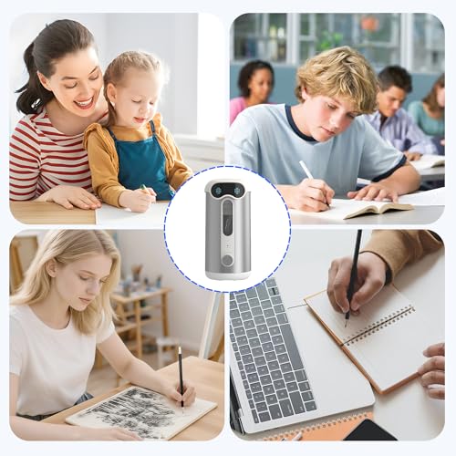 VUSIGN Automatic Pencil Sharpener, Quiet 60dB Robot Pencil Sharpener with DIY Face Stickers, Rechargeable, Auto Stop for 6.9–10.8mm No.2/Colored Pencils, Kids Classroom/Home Use (Silver)