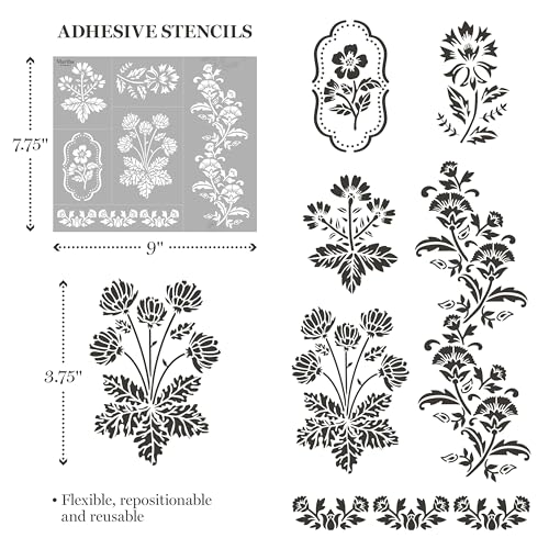 Martha Stewart, Vintage Florals Stencils, Stamps, and Tools Kit, 14 pc - style: Vintage Florals