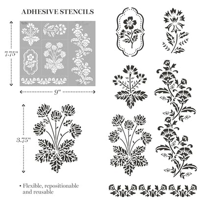 Martha Stewart, Vintage Florals Stencils, Stamps, and Tools Kit, 14 pc - style: Vintage Florals