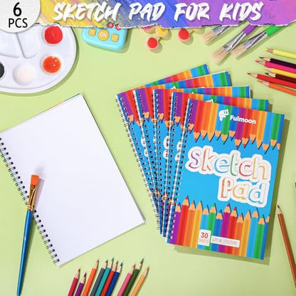 Fulmoon 25 Pcs Drawing Pad for Kids 30 Sheets Drawing Paper Coloring Sketch Book Art Supplies for Adults Crayons Pencils School Office Christmas Art Supplies, 6 x 9 Inch