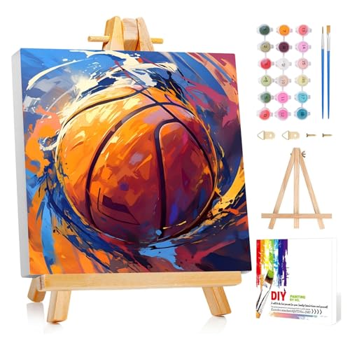 Reivworl Framed Basketball Paint by Numbers Kit for Adults Beginner 10×10 inch - color: 09-Basketball