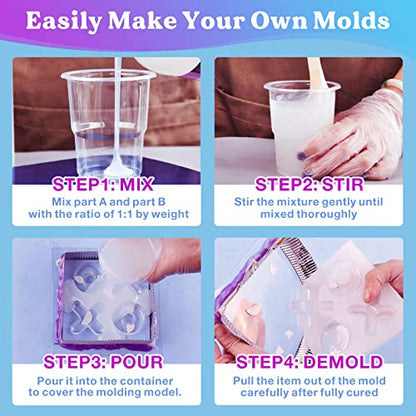 LET'S RESIN Silicone Mold Making Kit 64oz, Platinum Cured Silicone Rubber | Non-Toxic Mold Making Silicone for Mold Maker, Clear Liquid Silicone Kit for Resin Molds, Silicone Molds, 3D Molds - size: 64oz