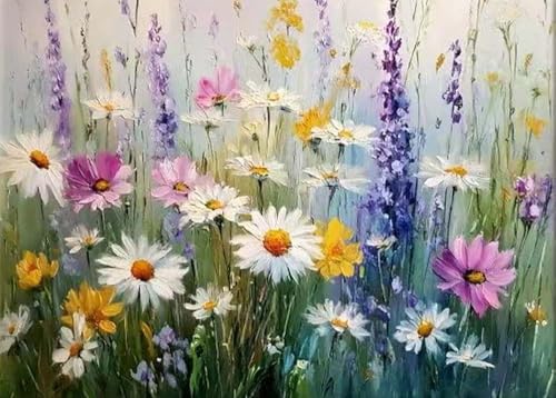 OJTOYART Paint by Numbers Kits for Adults, Flower Field Paint By Number KitsFor Beginner on Canvas, DIY Acrylic Watercolor Oil Colorful Paintingby Number for Home Decoration 16 x 20 Inch - color: MT6297