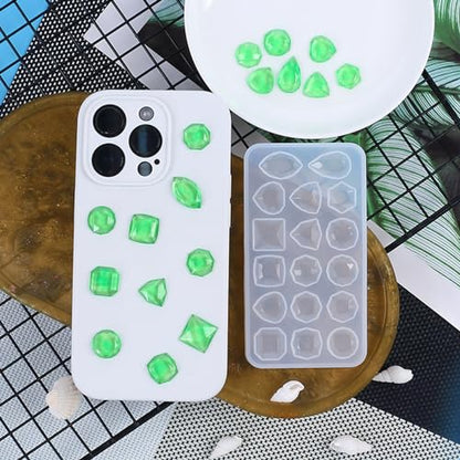 2Pcs Faceted Gemstone Silicone Mold for Jewelry Making | Gem Jewelry Casting Mold,Resin Jewelry Casting Molds - color: mix
