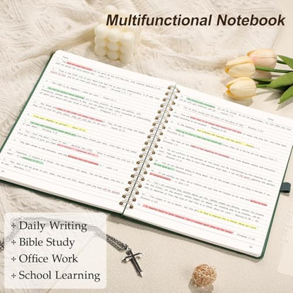 EMSHOI Lined Spiral Journal Notebook, 110 Numbered Pages, A4 (8.2" x 11.2") - color: Dark Green, style: A4 Lined