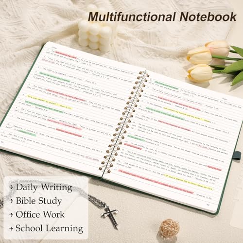 EMSHOI Lined Spiral Journal Notebook, 110 Numbered Pages, A4 (8.2" x 11.2") - color: Dark Green, style: A4 Lined