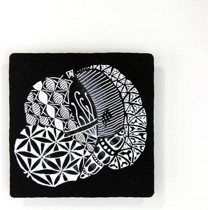 SAKURA Zentangle Tiles, 3.5", Black | All-in-One Kit for Drawing, Relaxing, Meditative Patterns, Includes Gelly Roll and Micron Pens, White Pencil and Black Tiles - size: 1 Count (Pack of 10)