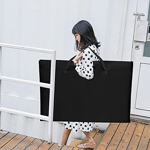 ZKOO Large Size Art Portfolio Bag, Light Weight Art Canvas Portfolio Case with Nylon Shoulder Strap, Carrying Storage Case for Artwork, Poster, Sketching, and Drawing (Compatible 24 * 36 Inch-Black) - size: 24"*36"-Black