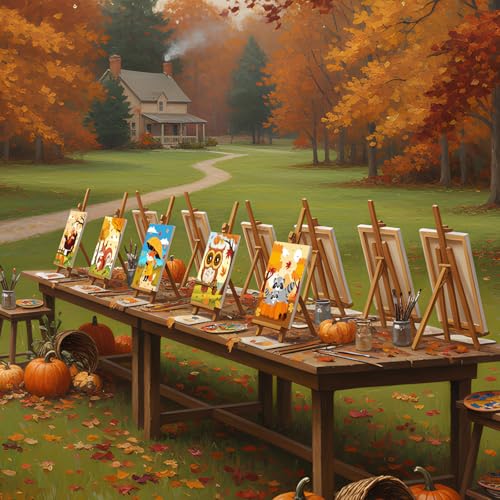 Sherr 12 Pcs Pre Drawn Canvas for Adults,Happy Autumn,8 x 10 Inch | Pre Printed Canvas, Sip and Paint Party Canvas Painting Kit, for Holiday Painting Crafts Favor - size: 8 x 10 Inch, style: Happy Autumn