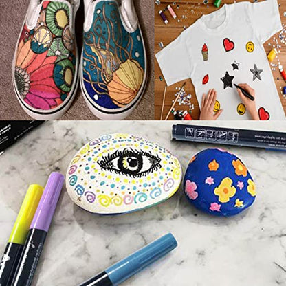Acrylic Paint Pens for Rock Painting,Set of 24 Extra Fine Point Non-toxic Acrylic Paint Pen Paint Markers for Stone,Ceramic,Glass,Wood,Canvas,Fabrics DIY Crafts