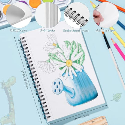 3 Pack Marker Paper Pad 5.5 × 8.5 in, Double-Sided, Spiral Bound | 200gsm Bleedproof Paper, Acid-Free, Smooth Surface, Easy-Tear Pages, for Alcohol Markers, Pens & Acrylics - size: 5.5×8.5 Inch (3 Pack)
