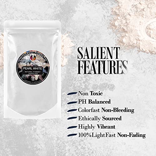 Pearl White MICA Powder for EPOXY Resin 100G / 3.5OZ. Sealed Bag - TECHAROOZ 2 Tone Resin DYE Color Pigment Powder for Lip Gloss, Nails, Colorant for Slime Bath Bombs SOAP Making & Polymer Clay - color: Pearl White