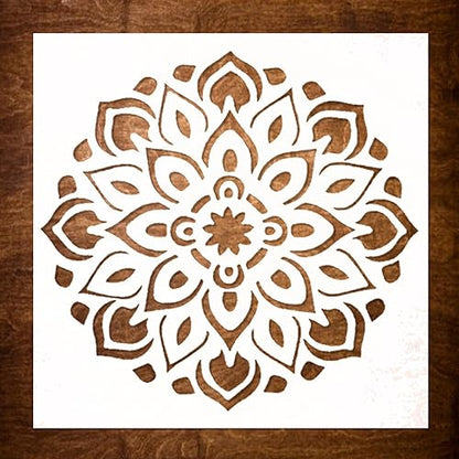 DLY LIFESTYLE Mandala Stencil for Painting on Wood, Canvas, Paper, Fabric, Walls and Furniture - Flower Stencil - 6x6 Inches - DIY Art and Craft Reusable Stencils - Wall Stencil - color: Mandala 6"x6"
