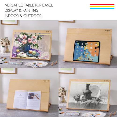 MEEDEN A2 Wooden Tabletop Easel for Painting, 5-Position Adjustable Drawing & Sketching Board with Shoulder Strap, Portable Beechwood Desktop Art Easel Stand for Adults, Artists, Beginners & Student - size: A2（25 8/9 L * 16 1/4W）