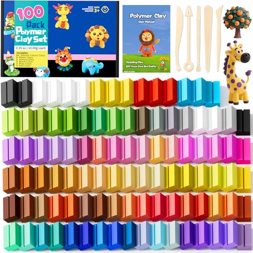 CiaraQ Polymer Clay Kit, Mini Modeling Clay Set | for Kids/Beginners/ Artist, 100 colors - color: 100 Colors