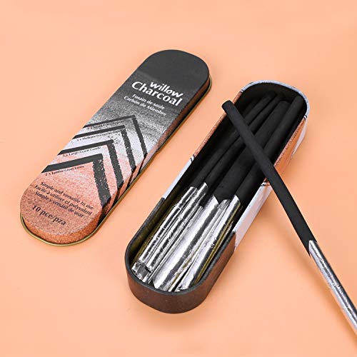 XGOPTS Willow Vine Sketch Charcoal Sticks Tin Box Set of 10